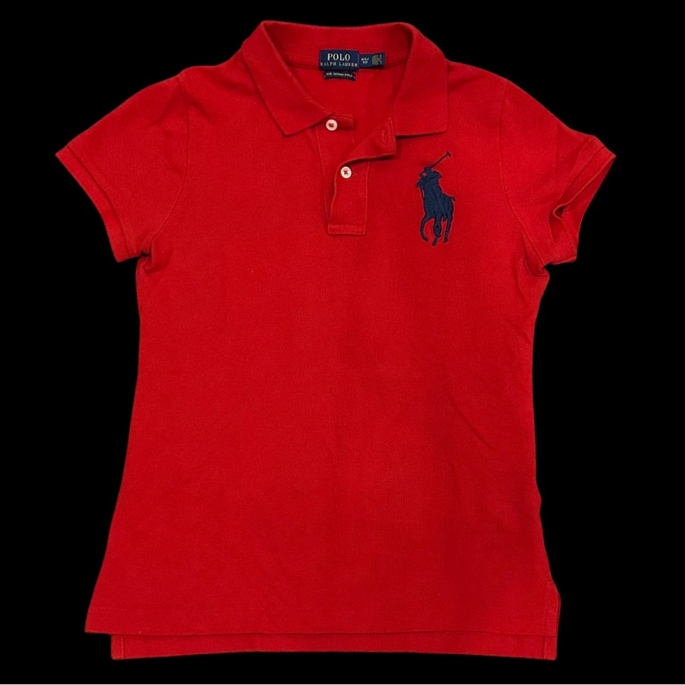 Polo Ralph Lauren Women’s Red Skinny Fit Big Pony Polo Shirt